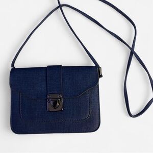 Women's Navy Crossbody Bag with Lock Detail